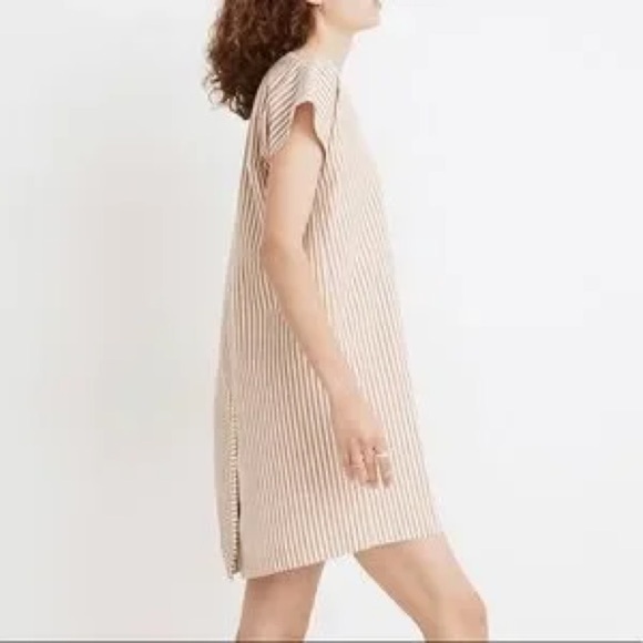 Madewell Striped V-Neck Button Back Dress NWT $98 Size Small - Picture 3 of 5